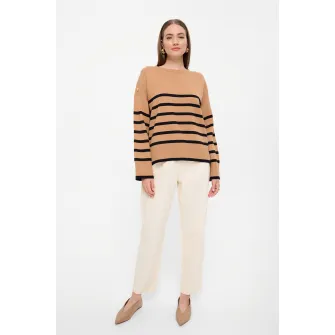 GreenPoint, Pulover lejer cu model in dungi, Maro, XS