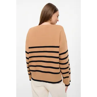 GreenPoint, Pulover lejer cu model in dungi, Maro, XS