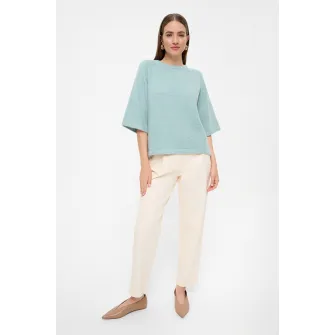 GreenPoint, Pulover uni cu maneci medii, Verde deschis, S