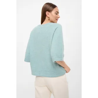 GreenPoint, Pulover uni cu maneci medii, Verde deschis, S