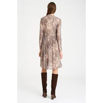GreenPoint, Rochie evazata cu animal print, Maro, 34