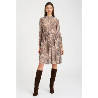 GreenPoint, Rochie evazata cu animal print, Maro, 34