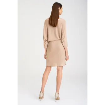 GreenPoint, Rochie-pulover cu insertii stralucitoare, Bej, 42