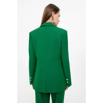 GreenPoint, Sacou cu revere decupate si buzunare cu clapa, Verde, 34