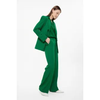 GreenPoint, Sacou cu revere decupate si buzunare cu clapa, Verde, 34