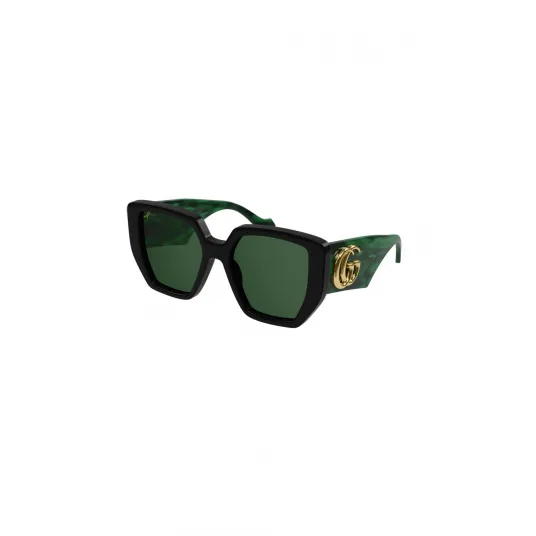 Gucci, Ochelari de soare dreptunghiulari cu lentile uni, Verde, Auriu, Negru, 54-19-145 Standard