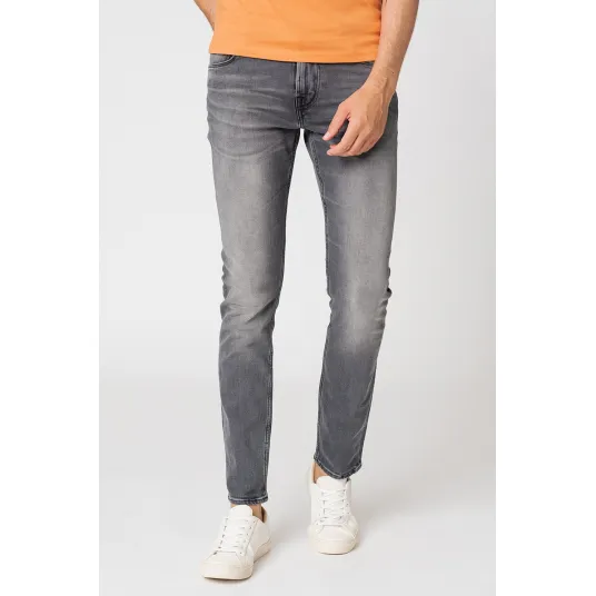 GUESS, Blugi super skinny cu aspect decolorat Chris, Gri inchis, W34-L32