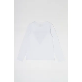 GUESS, Bluza cu imprimeu logo si strasuri, Alb optic, 140-146 CM