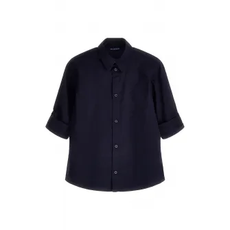 Guess, Camasa din amestec de bumbac cu guler ascutit, Bleumarin, 130-134 CM