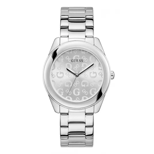 Guess, Ceas analog cu cadran cu logo, Argintiu
