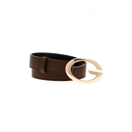 GUESS, Curea cu model uni, Maro inchis, 85