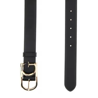 GUESS, Curea de piele ecologica cu logo metalic Avie, Negru, 95