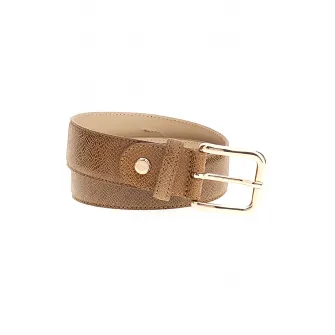 GUESS, Curea din piele cu logo metalic, Maro fango, 85