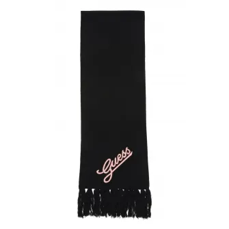 GUESS, Fular cu logo brodat, Negru, Roz