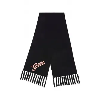 GUESS, Fular cu logo brodat, Negru, Roz