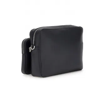 GUESS, Geanta crossbody cu bareta dubla de piele ecologica Milano, Albastru ultramarin