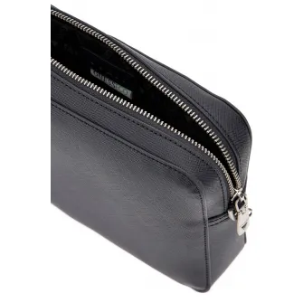GUESS, Geanta crossbody cu bareta dubla de piele ecologica Milano, Albastru ultramarin