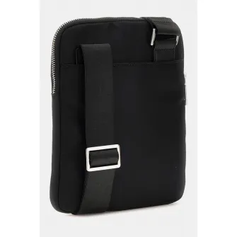 GUESS, Geanta crossbody cu detaliu logo, Negru