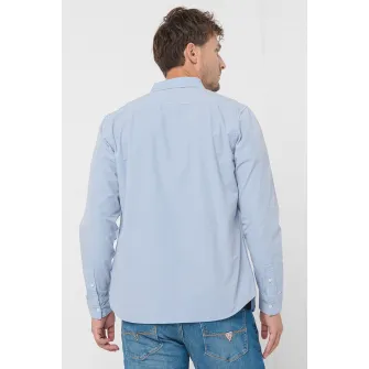 GUESS JEANS, Camasa din bumbac cu maneci lungi, Albastru deschis, L