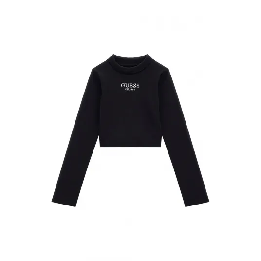 GUESS KIDS, Bluza cu striatii si logo brodat, Negru, 125-135 CM