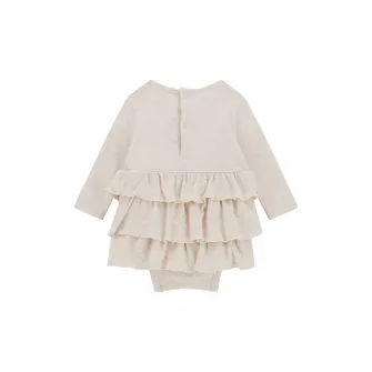 GUESS KIDS, Body cu garnituri cu volane si maneci lungi, Rosu, Roz prafuit, Bej deschis, 54-60 CM