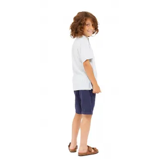 Guess Kids, Camasa din amestec de in cu model in dungi, Alb, Albastru lavanda, 135-139 CM