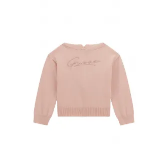 GUESS KIDS, Hanorac cu terminatii elastice si striatii, Roz prafuit, 106-113 CM