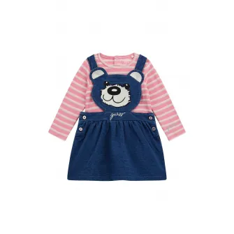 GUESS KIDS, Set de body si sarafan, Alb murdar, Roz prafuit, Bleumarin, 54-60 CM