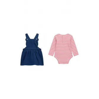 GUESS KIDS, Set de body si sarafan, Alb murdar, Roz prafuit, Bleumarin, 54-60 CM
