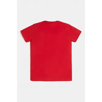 GUESS KIDS, Tricou de bumbac organic cu imprimeu logo, Rosu, 140-146 CM