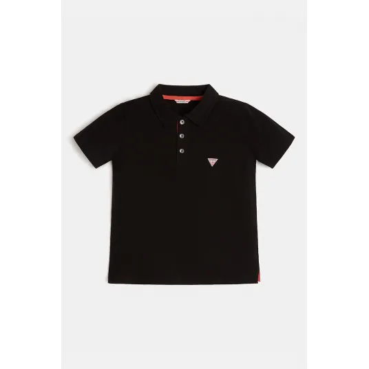 GUESS KIDS, Tricou polo cu logo discret, Negru, 146-152 CM