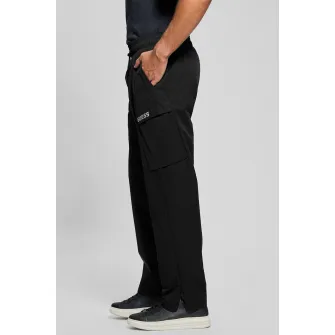 Guess, Pantaloni cargo drepti cu snur, pentru fitness, Negru, S