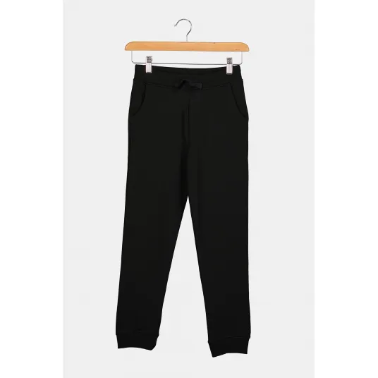 GUESS, Pantaloni de trening de bumbac talie ajustabila, Negru, 152-158 CM