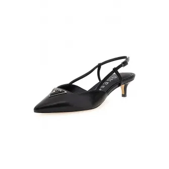 Guess, Pantofi de piele cu toc kitten, Negru, 38