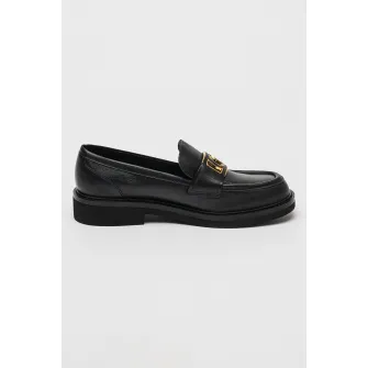 GUESS, Pantofi loafer din piele cu logo, Negru, 38