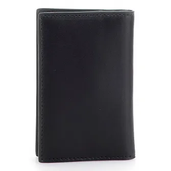 GUESS, Portcart de piele cu logo, Negru