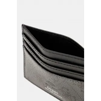 GUESS, Portcart din piele cu model monograma, Negru, Gri inchis
