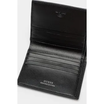 GUESS, Portofel pliabil din piele, Negru