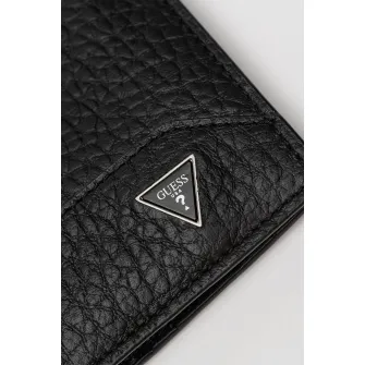 GUESS, Portofel pliabil din piele, Negru