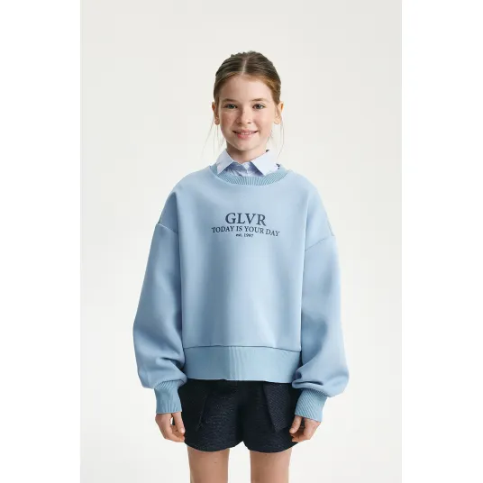 GULLIVER, Bluza sport lejera de material textil, Albastru deschis, 128 CM