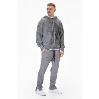 HAMZA, Pantaloni de trening cu croiala lejera si snur, Gri, S