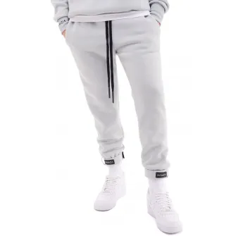 HAMZA, Pantaloni sport cu croiala conica si snur de ajustare Feels, Gri deschis, XL