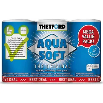 Hartie igienica biodegradabila Thetford Aqua Soft, set 6 bucati, 2 straturi, 200 buc/ rola