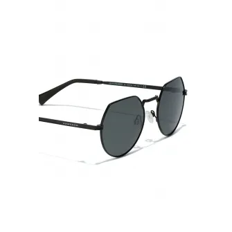 Hawkers, Ochelari de soare rotunzi unisex polarizati cu lentile uni, Negru, 52-19-140