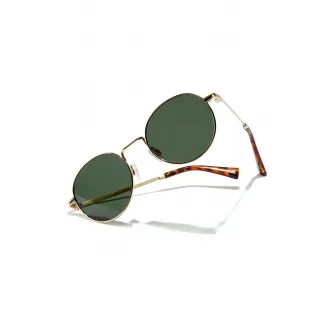 Hawkers, Ochelari de soare rotunzi unisex polarizati Moma, Auriu, Verde feriga, 50-20-140