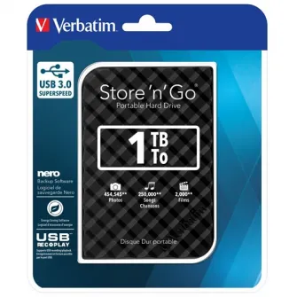 HDD extern Verbatim Store n Go 1TB 2.5 USB 3.0, Negru