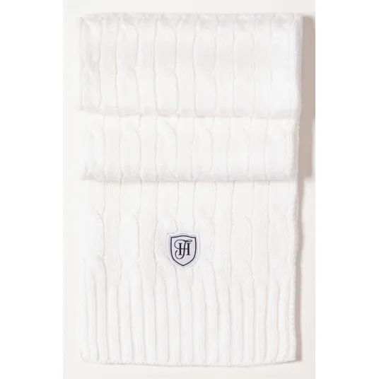 Heavy Tools, Fular din tricot cu model torsade Polly, Alb optic