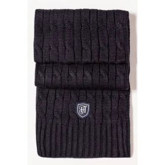 Heavy Tools, Fular din tricot cu model torsade Polly, Gri inchis melange