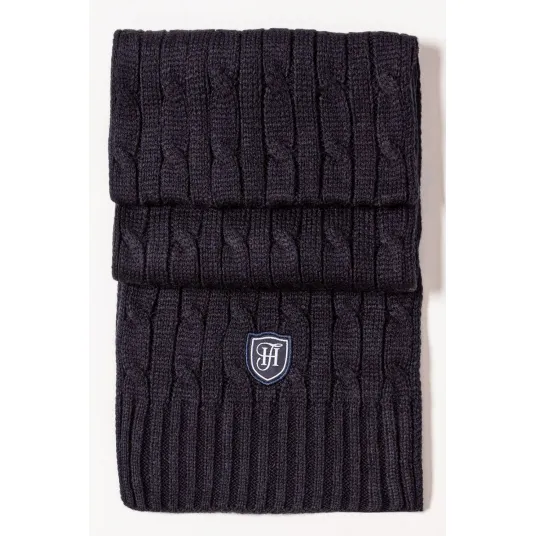 Heavy Tools, Fular din tricot cu model torsade Polly, Gri inchis melange