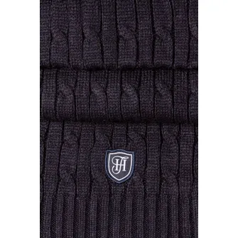 Heavy Tools, Fular din tricot cu model torsade Polly, Gri inchis melange